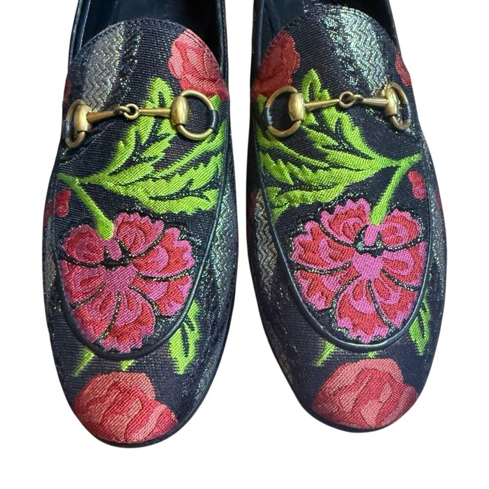 Gucci Jordaan Horsebit Slip On Loafers Floral Embroidered EU 38.5 US 8.5 - Picture 6 of 16